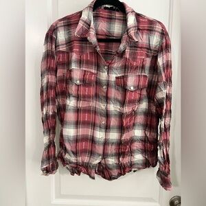 Jane and Delancey Red Plaid Button Down Shirt